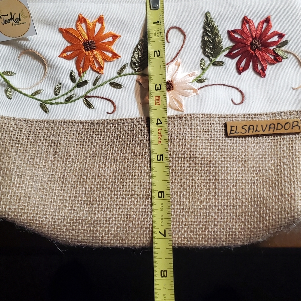Authentic,handmade,vintage,embroidered floral El Salvador bag w change purse - Picture 7 of 8